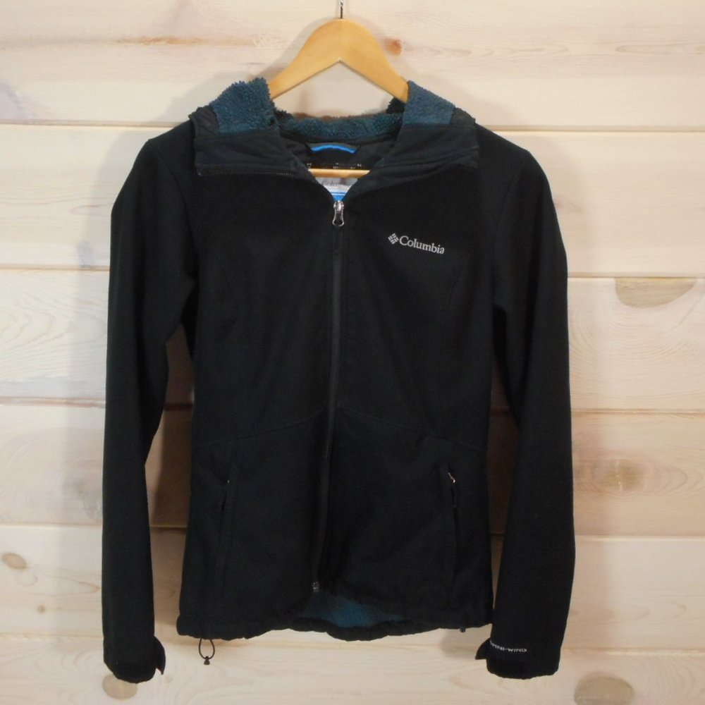 Columbia Jacket Womens S Omni Wind Block Sherpa Lined Soft Shell Hooded Black